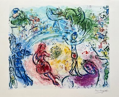Marc Chagall LE CIRQUE Facsimile Signed & Numbered Lithograph CIRCUS ART 21"x29" - Image 1 of 4
