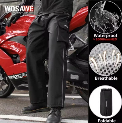 Unisex Windproof Climbing Hiking Motorcycle Rain Pants Waterproof Over Trousers - Image 1 of 4