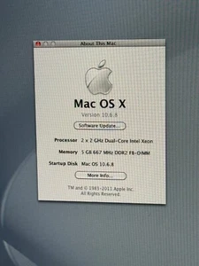 Mac Pro 1,1  2x 2GHz 5GB RAM 160G/200G HD 10.6.8, Adobe Photoshop, Final Cut Pro - Picture 1 of 2