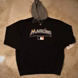 Suéter con capucha auténtica colección de los Florida Marlins 1XL negro MLB - Imagen 1 de 2