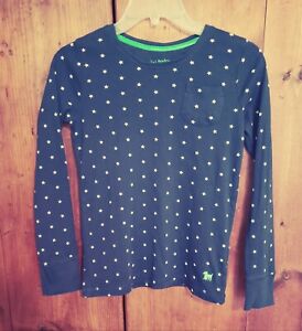 Mini Boden Stars Print Puppy Dog T-Shirt L/S Pajama Top Girl's Size 11-12 Y Blue