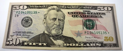 Fifty Dollar STAR Banknote $50 Bill Series 2017 A  Serial PI 04105135* - Image 1 of 4