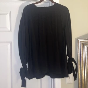 Top largo túnica Zara negra manga larga con mangas lazo L - Imagen 1 de 6