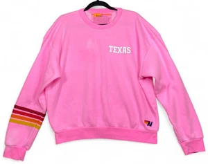 Aviator Nation University of Texas Rugby Stitch Crew Sweatshirt Womens S Pink - Picture 1 of 15