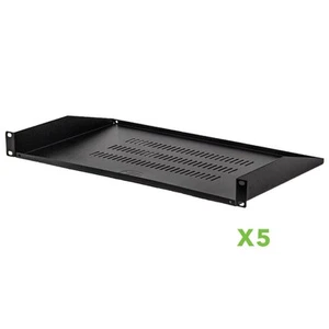 5 pack - Cantilever Server Shelf Vented Rack Mount 19" 1U Black 10.5" 270mm deep - Picture 1 of 3
