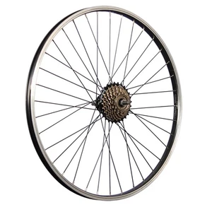 26 Zoll Fahrrad Hinterrad Aluminiumfelge mit 7 fach Shimano Schraubkranz schwarz - Bild 1 von 9