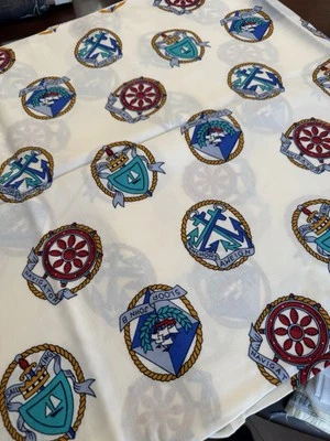 VTG Wamsutta Nautical Sailing Ships Helm Cotton Rayon blend FABRIC 3.5 YDS BOAT - Image 1 of 4