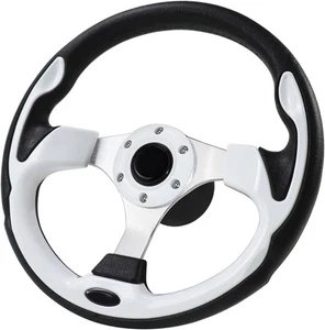 12.5" Black&White Skid Marine Boat Steering Wheel Keyway Universal Golf Cart - Foto 1 di 6