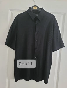 Vintage George Black Striped Shirt | Size Small | Short Sleeve Retro Button-Up - Picture 1 of 9