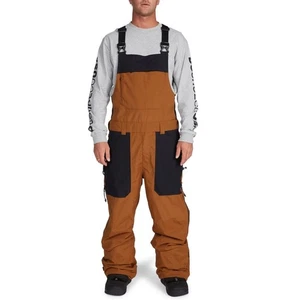 DC Brigade Bib Shell Snowboard Pants, Men's Medium, Monks Robe Brown Black New - Picture 1 of 3