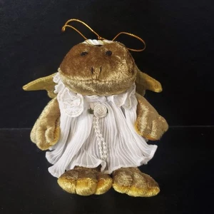 Russ Berrie Plush #2047 ANGELIQUE 6" Angel Frog Plush Ornament Wearing Dress - Picture 1 of 7