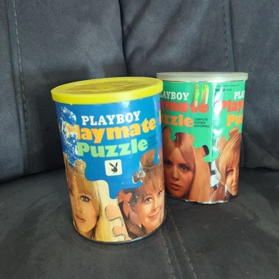 Two Vintage 1967 Playboy Playmate MISS SEPTEMBER + MISS OCTOBER PUZZLE 1320 Tin - Image 1 of 4