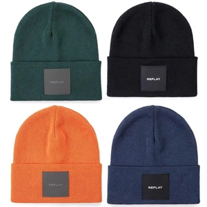 Replay Ax4167.003 In Black Italian Winter Hats Yarn Ctn Logo P Beanie One Size - Picture 1 of 9