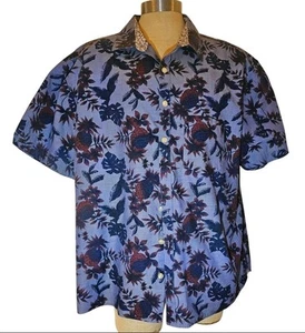 Van Heusen Hawaiian denim blue pineapple shirt cotton 2XTL - Picture 1 of 2