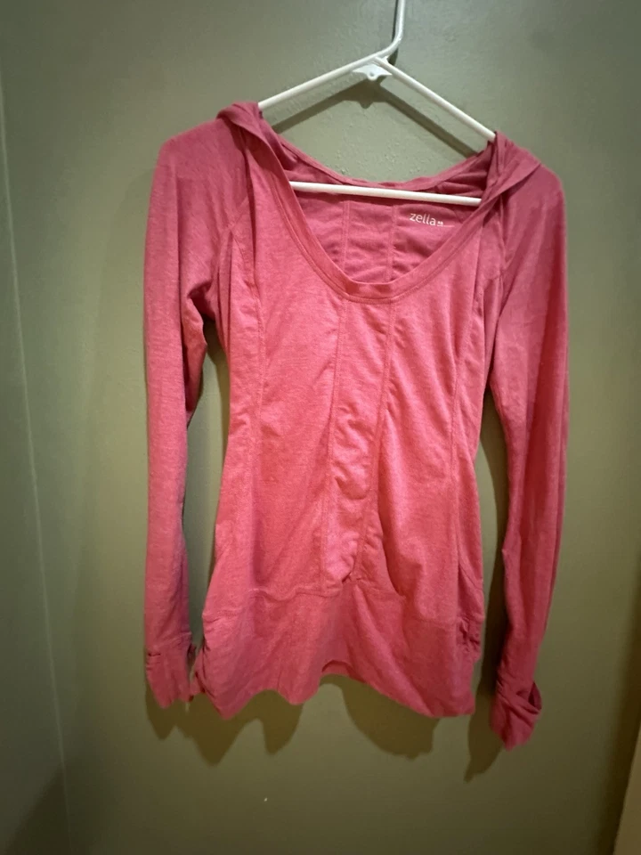 Camisa Zella Mujer Con Capucha Manga Larga Entrenamiento Cuello en V Rosa XS Foto 1 de 4