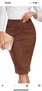 Women's Faux Suede Skirt ODCOD Brown Size Xxl - Picture 1 of 6