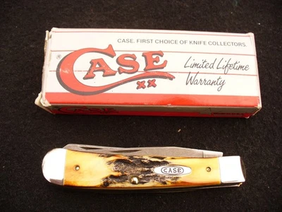 Vintage Case XX USA 5254 D Damascus Pretty Stag Trapper Knife 6-dot '94 NM/Box - Image 1 of 4