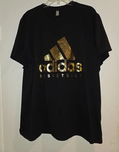 Camiseta Adidas Baloncesto Lámina Dorada Logo Negra Mujer Talla 2XL - Imagen 1 de 6