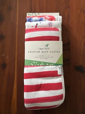 Paños de eructo premium de perlas de cobre, paquete de 3, patrón patriota de 21”x10” Foto 1 de 2