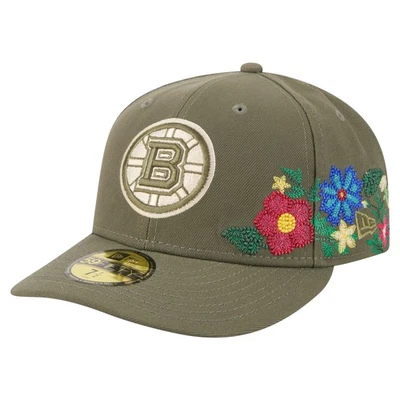 Men's New Era Olive Boston Bruins Tonal Florals 59FIFTY Fitted Hat - Image 1 of 4