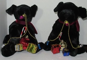 Russ Berrie Stuffed Black Labrador Retriever Dog Pup GINGER 18" Winter Christmas - Picture 1 of 10