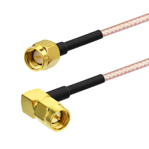SMA Stecker auf SMA Stecker rechter Winkel Verlängerungskabel Zopf Koax RG316 4" ~5m - Bild 1 von 3