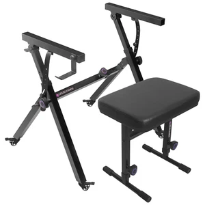 Foldable Z-Style Piano Stand w/ Wheels & Bench – For 54–88 Key Digital Keyboards - Picture 1 of 7