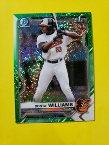 2021 DONTA' WILLIAMS 1ST BOWMAN DRAFT CHROME GREEN SPECKLE REFRACTOR 11/99 🔥 - Picture 1 of 4