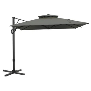 9'x 12' Cantilever Patio Umbrella Outdoor Double Top Large Umbrella NO Base,Gray - Picture 1 of 8