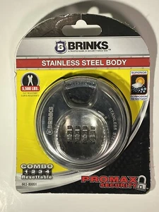 Brinks, Stainless Steel 80mm Combination Padlock Disk Lock Storage Unit NEW NOS - Picture 1 of 24