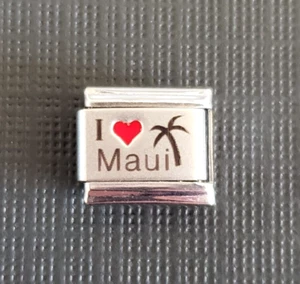 I ❤️ Maui Uberry Italian Charm Link Stainless Steel Laser Enamel 9mm - Picture 1 of 3