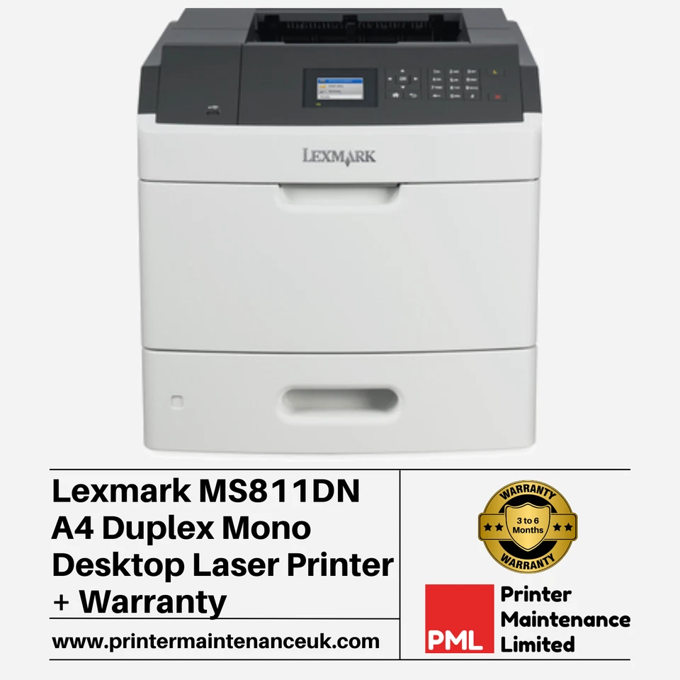 Lexmark MS811DN A4 Duplex Mono Desktop Laser Printer + Warranty - Image 1 of 1