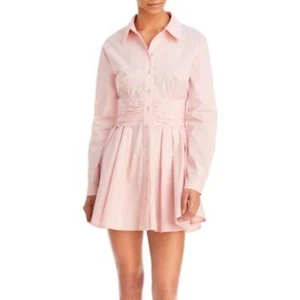 Bardot Ladies Cameo Pink Long Sleeve "Leoni" Mini Shirt Dress, Size XS, NWT! - Picture 1 of 5