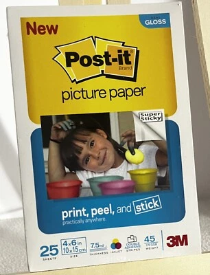 Post-it Picture Paper - Print Peel & Stick Semi-Gloss 25 Sheets 4x6" 3M Sealed - Image 1 of 3