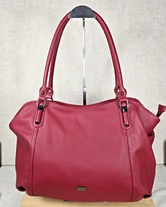 David Jones Paris Red Faux Leather Large Shoulder Tote Bag - Picture 1 of 11