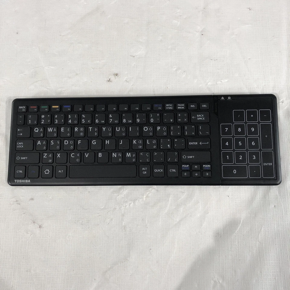 Toshiba Multi Language Wireless Touchpad Black Keyboard 062U50G - Image 1 of 4
