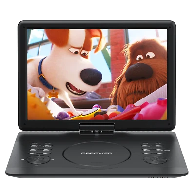 DBPOWER 16.9" Portable DVD Player w/14.1" HD Swivel Screen, 6-Hour Rechargeable Battery