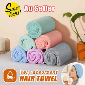 Quick Dry Hair Towel Drying Turban Bath Towel Head Wrap Fast Hat Spa Cap Soft AU - Picture 1 of 20