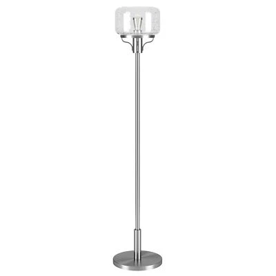 HomeRoots 62" Nickel Novelty Floor Lamp with Clear Seeded Glass Globe Shade - Image 1 of 4