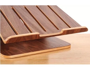 Vero Legno Universale Supporto per Notebook Laptop Ergonomico IN Noce - Zdjęcie 1 z 5