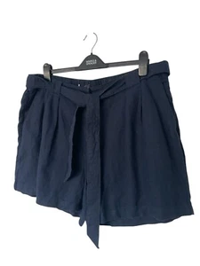 Nuevos Pantalones Cortos Mujer M&S Lino Puro Talla 22 Damas Azul Marino Marks Spencer - Imagen 1 de 6