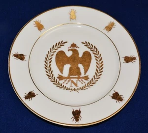Seltener Napoleon Adler & Biene Frankreich handbemalt Gold vergoldet 9"d Kabinettteller - Bild 1 von 7