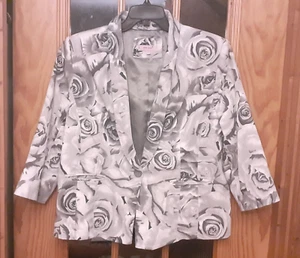 Per Una M & S Lightweight Lined Blazer Grey Floral Size 18 Excell.Cond. - Picture 1 of 12