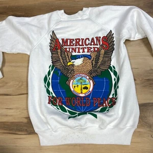 Operation Desert Storm Sweatshirt Mens Small White Hanes Americans Unite - Picture 1 of 8