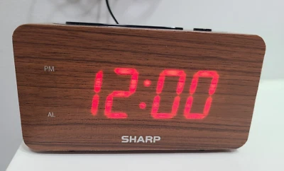 Sharp 1.2" Red LED Woodgrain Snooze Alarm Clock SPC692 - Image 1 of 4