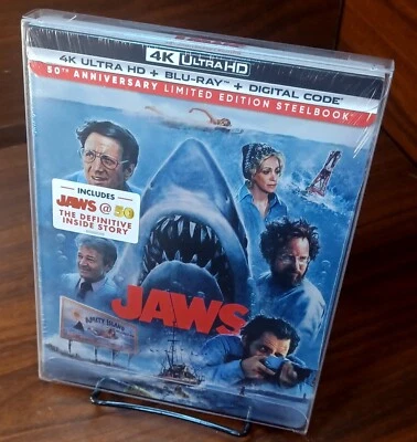 Jaws 50th Anniversary Limited Ed 4K Steelbook-NEW-w/PROTECTIVE SLEEVE-Free S&H - Image 1 of 4