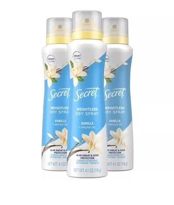 (3 Pack) Secret Dry Spray Antiperspirant Spray Deodorant Vanilla and Argan Oil - Image 1 of 2