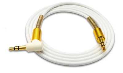 Audio Kabel 100cm Stereo AUX Klinke 3,5 mm Stecker zu Stecker Winkel Knickschutz - Bild 1 von 4