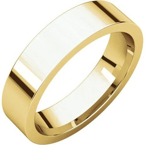 5mm 14K Solid Yellow Gold Plain Flat Comfort Fit Wedding Band Ring New All Sizes - Image 1 of 1