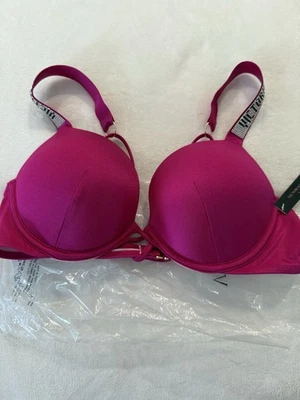 Victoria's Secret Push-Up-Bikini-Top Glanz Träger Bombshell 36B pink NEU - Bild 1 von 4